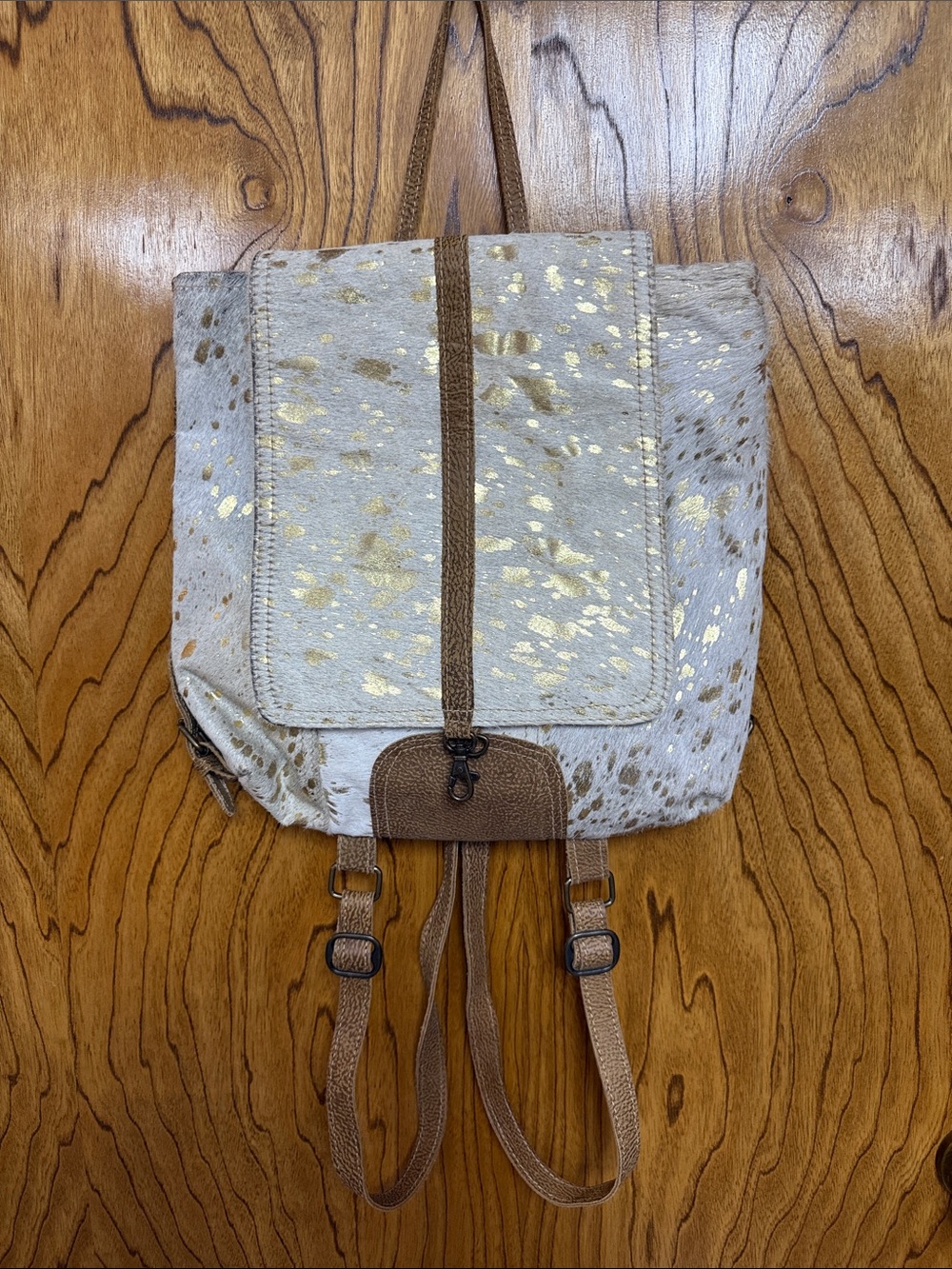 Mayra Hair On Backpack with Gold Fleck Accent